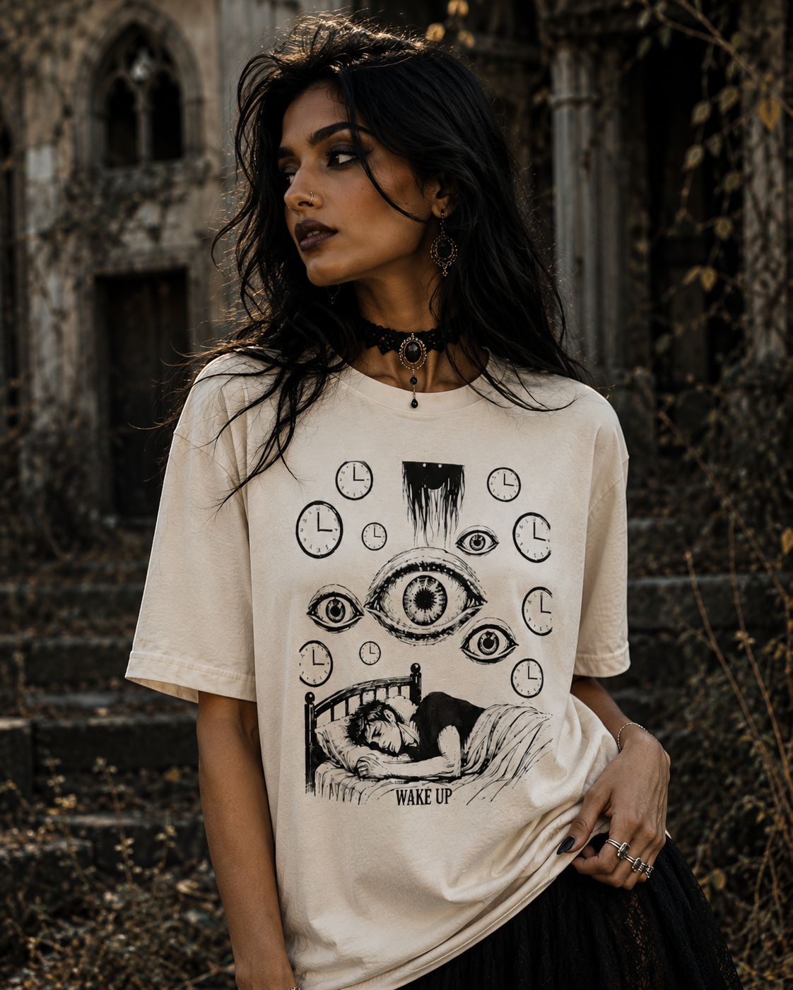 Wake Up Surreal Dream Gothic Graphic T-Shirt