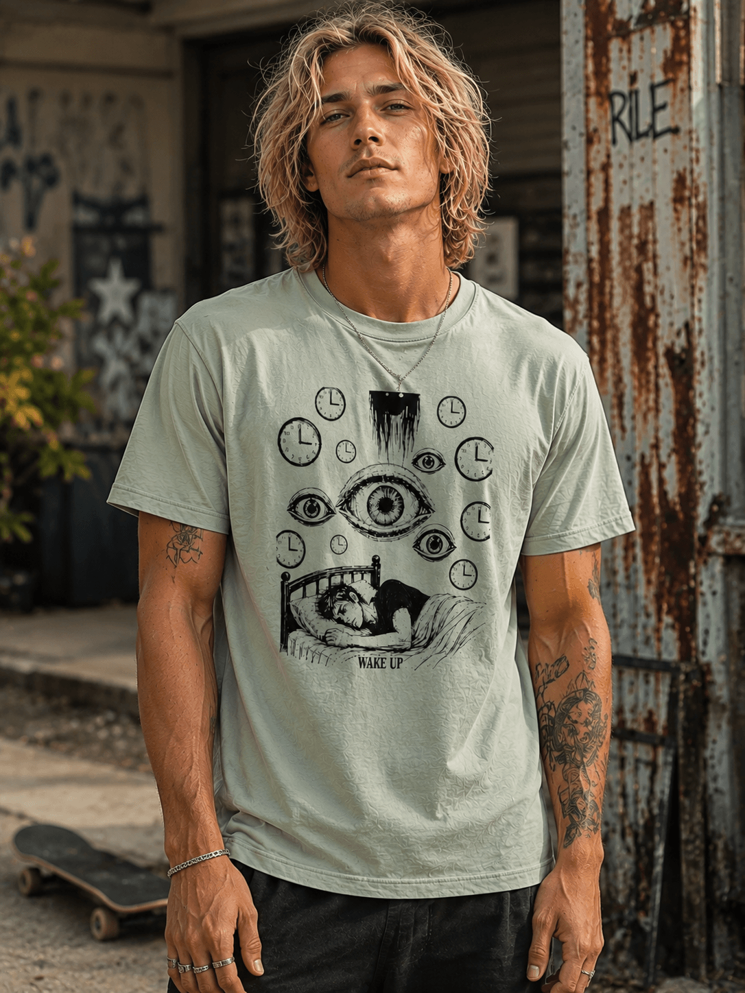 Wake Up Surreal Dream Gothic Graphic T-Shirt
