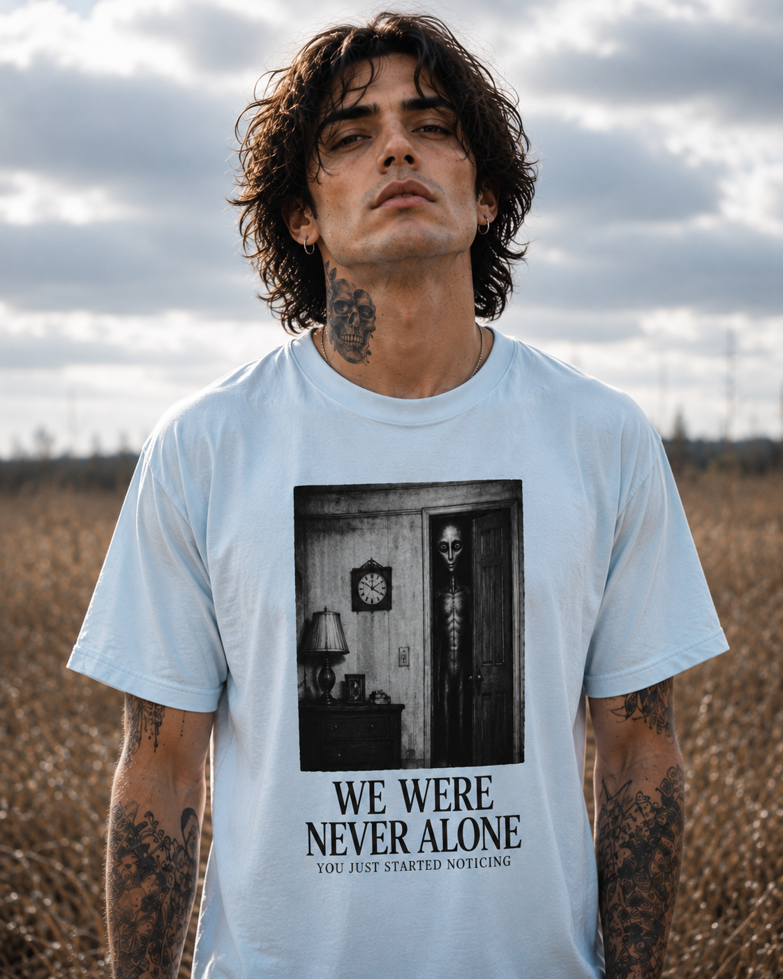 We Were Never Alone Alien Horror T-Shirt
