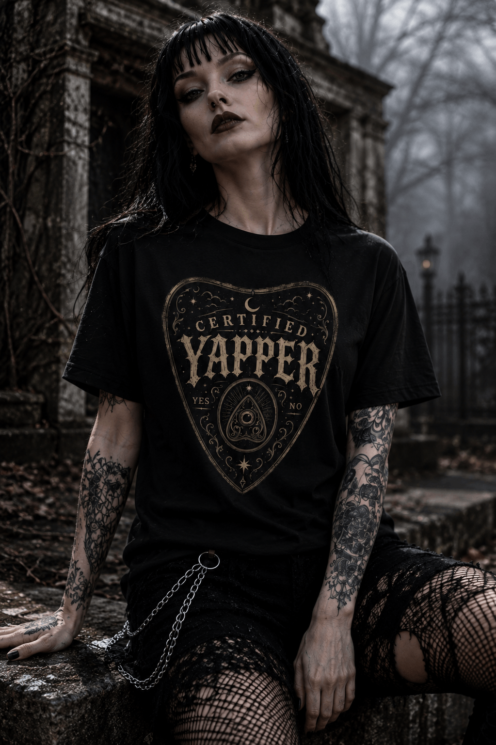 Certified Yapper Gothic Planchette T-Shirt